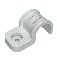 Крепеж-скоба пластиковая односторонняя для прямого монтажа атмосферостойкая серая в гофроящике d20 мм (600шт/кор) Промрукав