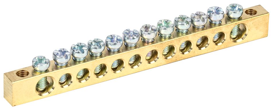 Шина PEN "земля-ноль" 6х9мм 12/2 (12групп/крепеж по краям) IEK