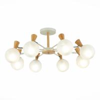 SLE220702-08 Светильник потолочный Белый, Светлое дерево/Белый E14 8*40W CATANIA