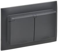 SKANDY Розетка 2-местная и крышкой 16А в сборе IP44 SK-R12T титан IEK