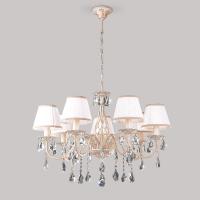 Подвесная люстра с тканевыми абажурами 3637/7 белый с золотом