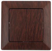 4-104-10 Intro Выключатель двойной, 10А-250В, СУ, Solo, венге (10/200/2400)