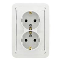 Лондон Розетка 2-местная с заземлением 16А белая EKF