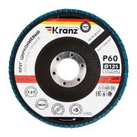 Круг лепестковый торцевой, циркониевый, P60, 125х22,2мм INOX KRANZ