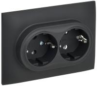 SKANDY Розетка 2-местная с заземлением без защитных шторок 16А в сборе SK-R08G графит IEK