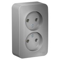 BLANCA О/У РОЗЕТКА двойная без заземления без штор., 16А, 250В, АЛЮМИНИЙ