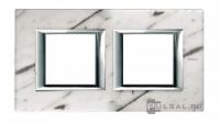 BT Axolute Белый мрамор Каррара Рамка 2+2 мод прямоугольная (надпись горизонтально)