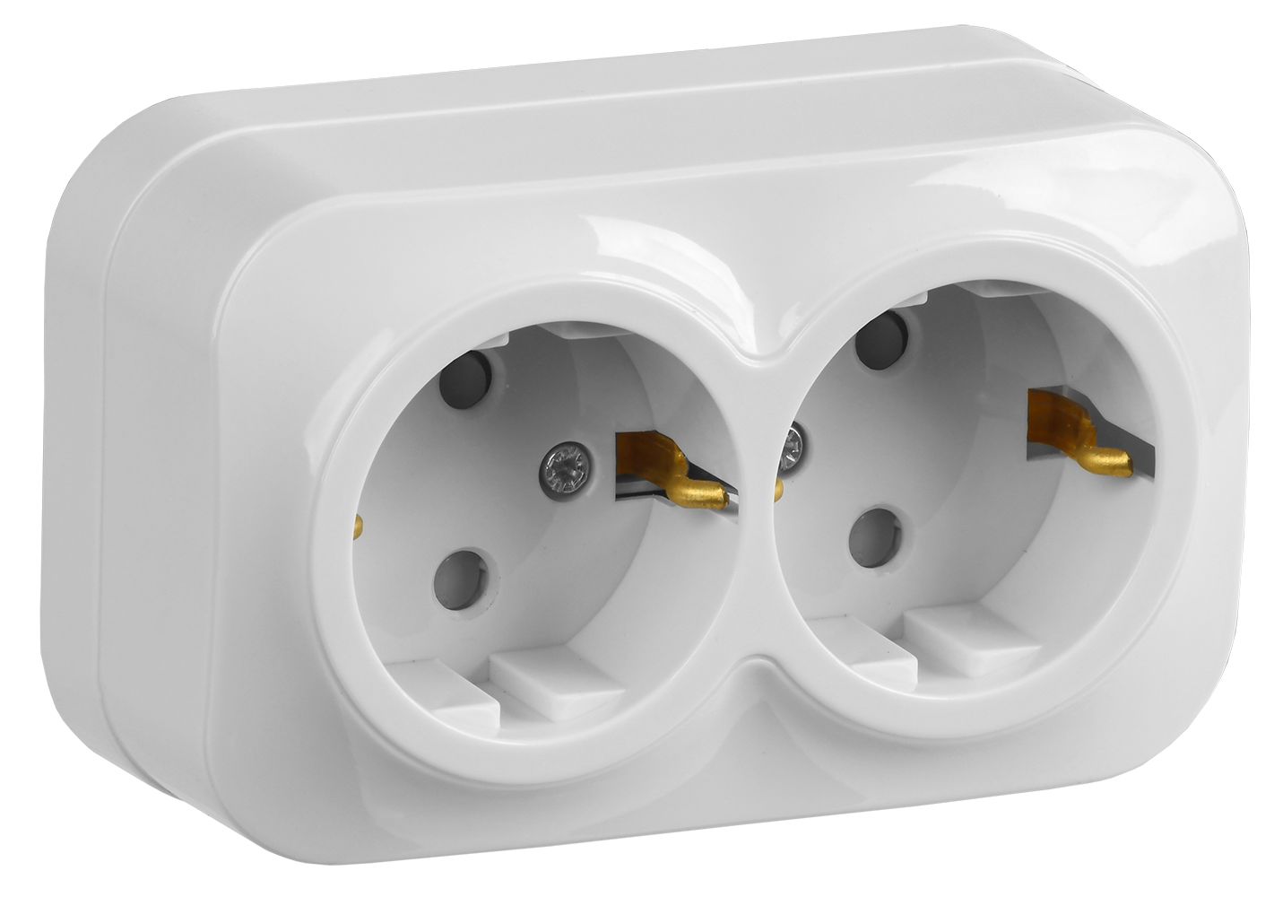 Розетка двухместная для открытой установки РСш22-3-ХБ с заземлением и защитной шторкой 16А GLORY белый IEK