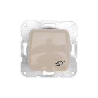 DEA Розетка 1-ая керамика с/з с крышкой с/у 16А мех. Беж KRANZ  