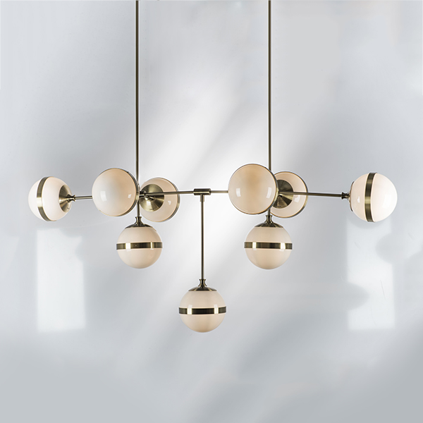 813191 Люстра GLOBO 9х40W E14 electroplating bronze/white