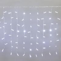 Гирлянда светодиодная Занавес 2x0,8м 160 LED БЕЛЫЙ прозрачный ПВХ IP65 постоянное свечение 230В соединяется NEON-NIGHT шнур в комплекте