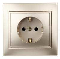 1-202-04 Intro Розетка 2P+E Schuko, 16А-250В, IP20, СУ, Plano, шампань (10/200/2000)