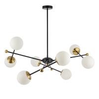 6581/8 MODERNI LN25 108 черный, золотой/белый металл  /стекло Люстра потолочная E14 8*40W 220V MELODY
