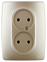 12-2107-04 ЭРА Розетка 2X2P, 16A-250В, IP20, Эра12, шампань (10/100/1600)