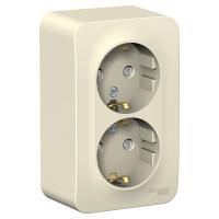BLANCA О/У РОЗЕТКА двойная с заземлением со шторк., 16А, 250В, МОЛОЧНЫЙ