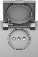 Накладка для розетки без заземления, с крышкой, 16A 250 В~, сталь, серия S08