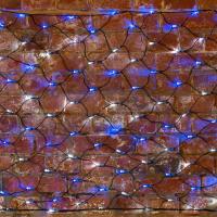 Гирлянда Сеть 2х0,7м, черный ПВХ, 176 LED Белые/Синие (контроллер в комплекте)