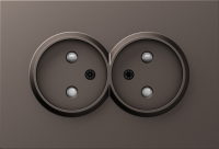 Накладка для розетки 2-й без заземления, со шторками 16A 250 В~, мокко, серия A07