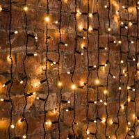 Гирлянда светодиодная Занавес 2х3м 600 LED ТЕПЛЫЙ БЕЛЫЙ черный ПВХ IP65 постоянное свечение 230В нужен блок 303-500