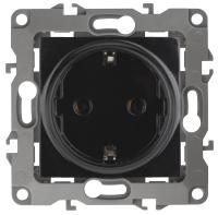 12-2102-06 ЭРА Розетка 2P+E Schuko со шторками, 16A-250В, IP20, Эра12, чёрный (10/100/2800)