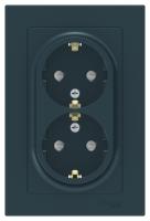 ATLASDESIGN РОЗЕТКА двойная с заземлением со шторками, 16А, в сборе, ИЗУМРУД