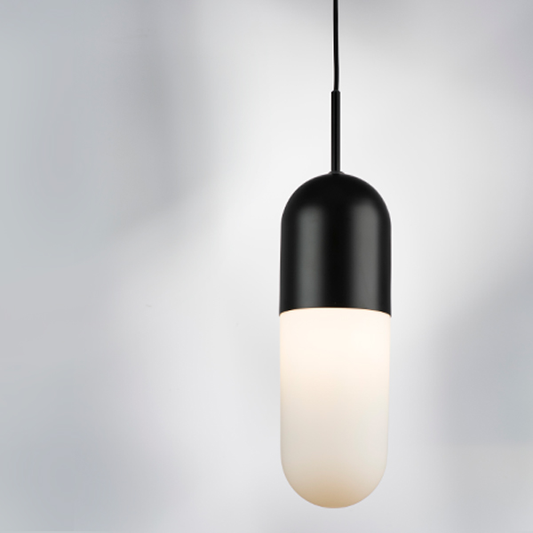 690117 Люстра RAMO 1х40W E27 ЧЕРНЫЙ МАТОВЫЙ/БЕЛЫЙ