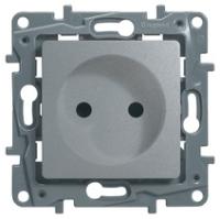Legrand Etika Алюм Розетка б/з со шторками  винт. клем.
