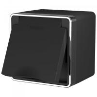 Розетка влагозащ. с зазем. с защит. крышкой и шторками Gallant (черный / хром) / W5071235