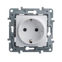 Legrand Etika Бел Розетка с/з со шторками  авт. клем. (аналог 672222)