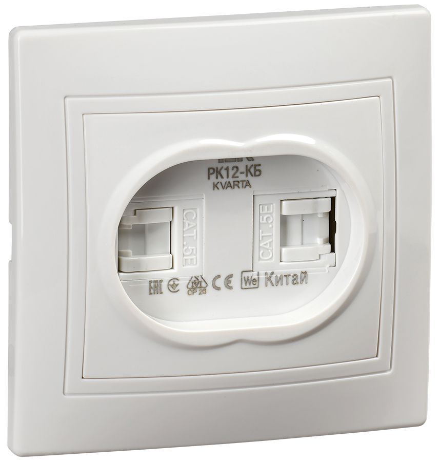 KVARTA Розетка 2-местная компьютерная РК12-КБ белый IEK