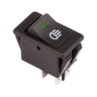 Выключатель клавишный 12V 35А (4с) ON-OFF  с зеленой LED подсветкой  (ASW-17D)  REXANT