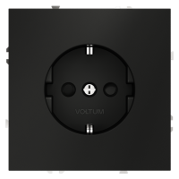 Розетка встраиваемая VOLTUM S70 с заземлением и защитными шторками, 16А, (черный матовый)