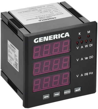 Мультиметр цифровой щитовой трехфазный DO RS-485 96х96мм LED GENERICA