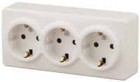 11-2208-02 ЭРА Розетка 3х2P+E Schuko, 16A-250В, IP20, ОУ, Эра Эксперт, сл.кость (6/60/1200)