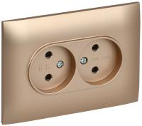 SKANDY Розетка 2-местная без заземления без защитных шторок 10А в сборе SK-R10Sa песочный IEK