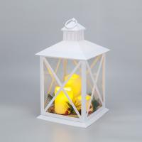 Фонарь декоративный (фигура) с тремя свечами, белый корпус, 24х24х40 см, теплый белый NEON-NIGHT