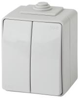 11-1606-03 ЭРА Переключатель двойной IP65, 10АХ-250В, ОУ, Эра Эксперт, серый (10/100/1600)