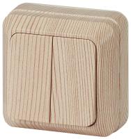 2-104-11 Intro Выключатель двойной, 10А-250В, IP20, ОУ, Quadro, сосна (10/200/2400)