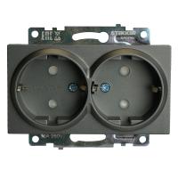 Розетка 2-местная с защитной шторкой (механизм) с/з, 250В, 16А, серия Катрин, графит, GLS16-7114-06