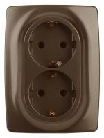 12-2106-13 ЭРА Розетка 2X2P+E Schuko, 16A-250В, IP20, Эра12, бронза (10/100/1600)
