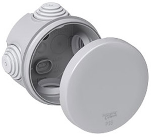 КОРОБКА РАСПРЕД. ОТКР.УСТАНОВКИ D65X40 (внутр.размеры), габариты D84х48, IP55, 4 сальника