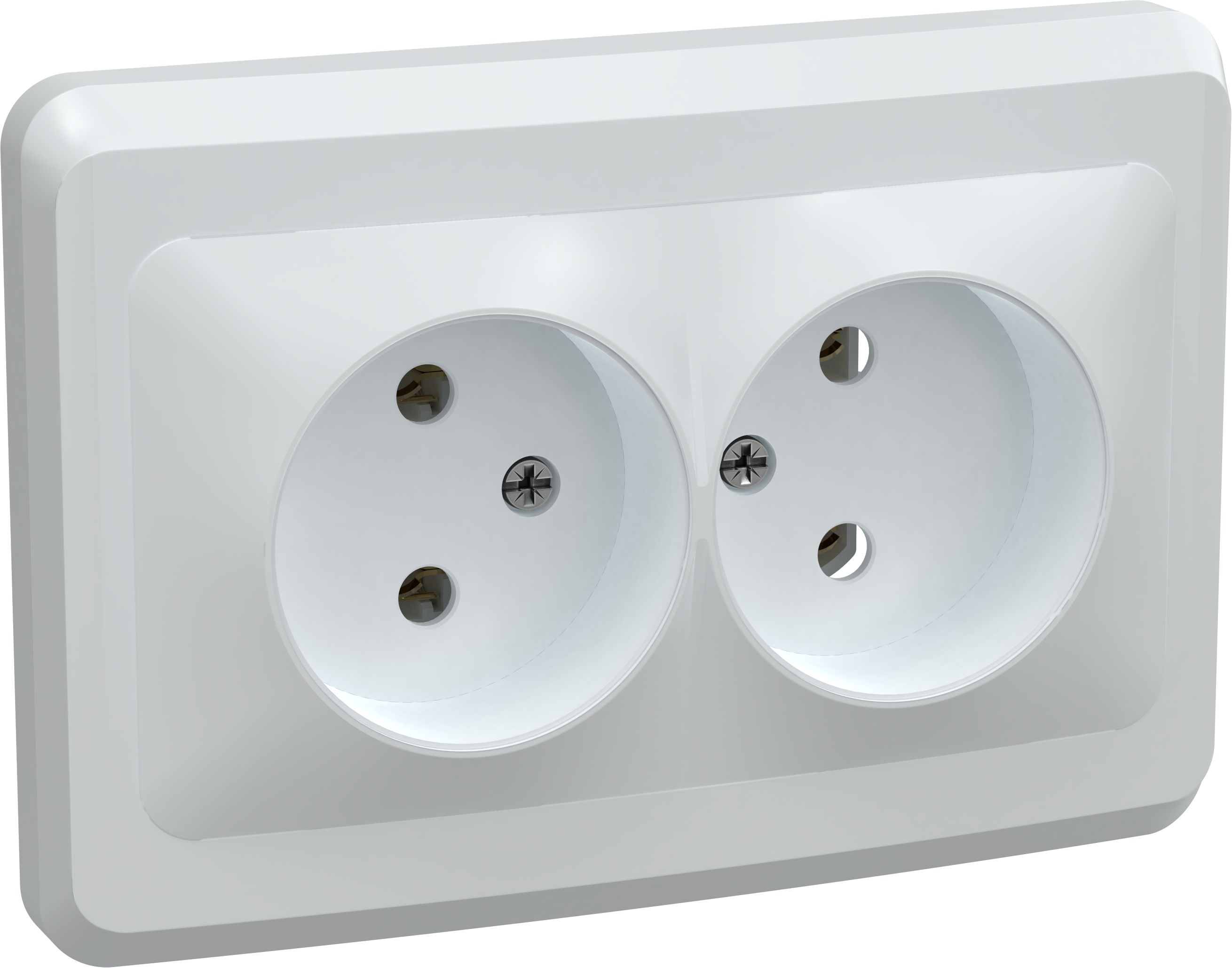Розетка 2-местная РС12-2-ВБ без заземляющего контакта без защитной шторки 10А ВЕГА белый IEK