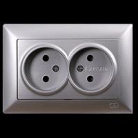 VS2815149 Розетка 2х серебряный металлик