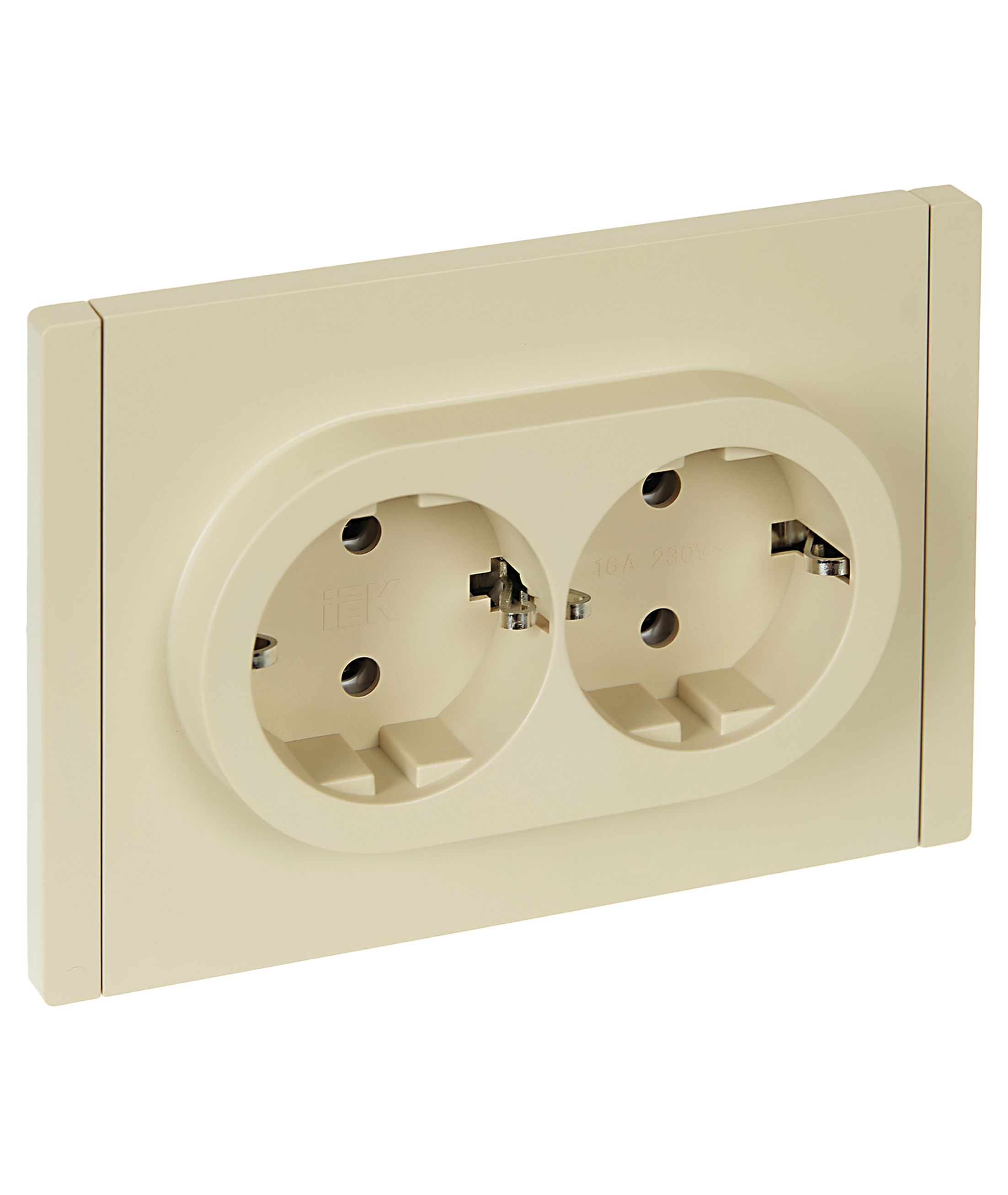 FORTE&PIANO Розетка 2-местная с заземлением без защитных шторок безвинтовое крепление 16А FP424 ваниль IEK