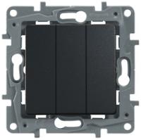Legrand Etika Антрацит Выключатель 3-клавишный  10А  авт. клем.