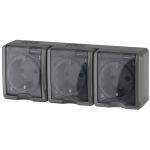 11-2405-03 ЭРА Розетка 3х2P+E IP54, 16A-250В, ОУ, Эра Эксперт, серый (5/50/800)