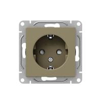 Механизм розетки, 16А, с заземлением, со шторками, шампань Эпика EKF