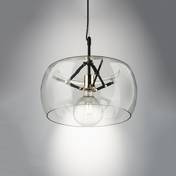 752010 Люстра ACQUARIO 1х40W E27 ЧЕРН МАТОВ/ЗОЛОТО стекло