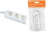 Удлинитель бытовой  У3  3 гнезда, 3метра, без заземления, ПВС 2х0,75 мм2  10А/250В TDM