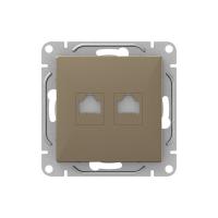 Механизм розетки RJ45 - 2шт, (cat6), шампань Эпика EKF